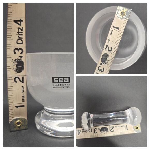 Vintage Sea Glasbruk Crystal Mortar and Pestle Kosta Sweden Clear Frosted Glass - Picture 7 of 11